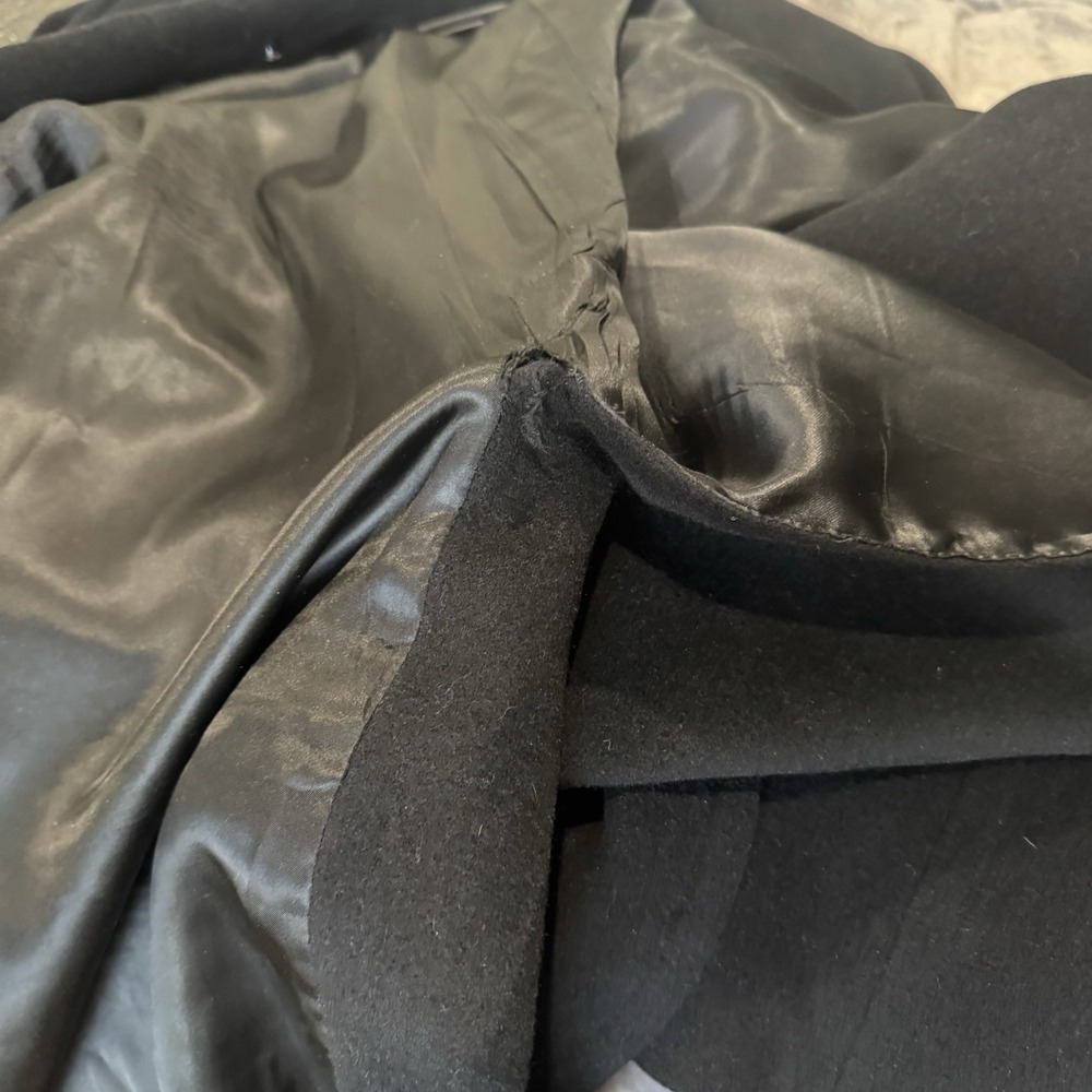 Giuliana Teso Neiman Marcus Black Wool Blend Long Coat Sz-44 Made In Italy VTG‎ - Picture 15 of 16